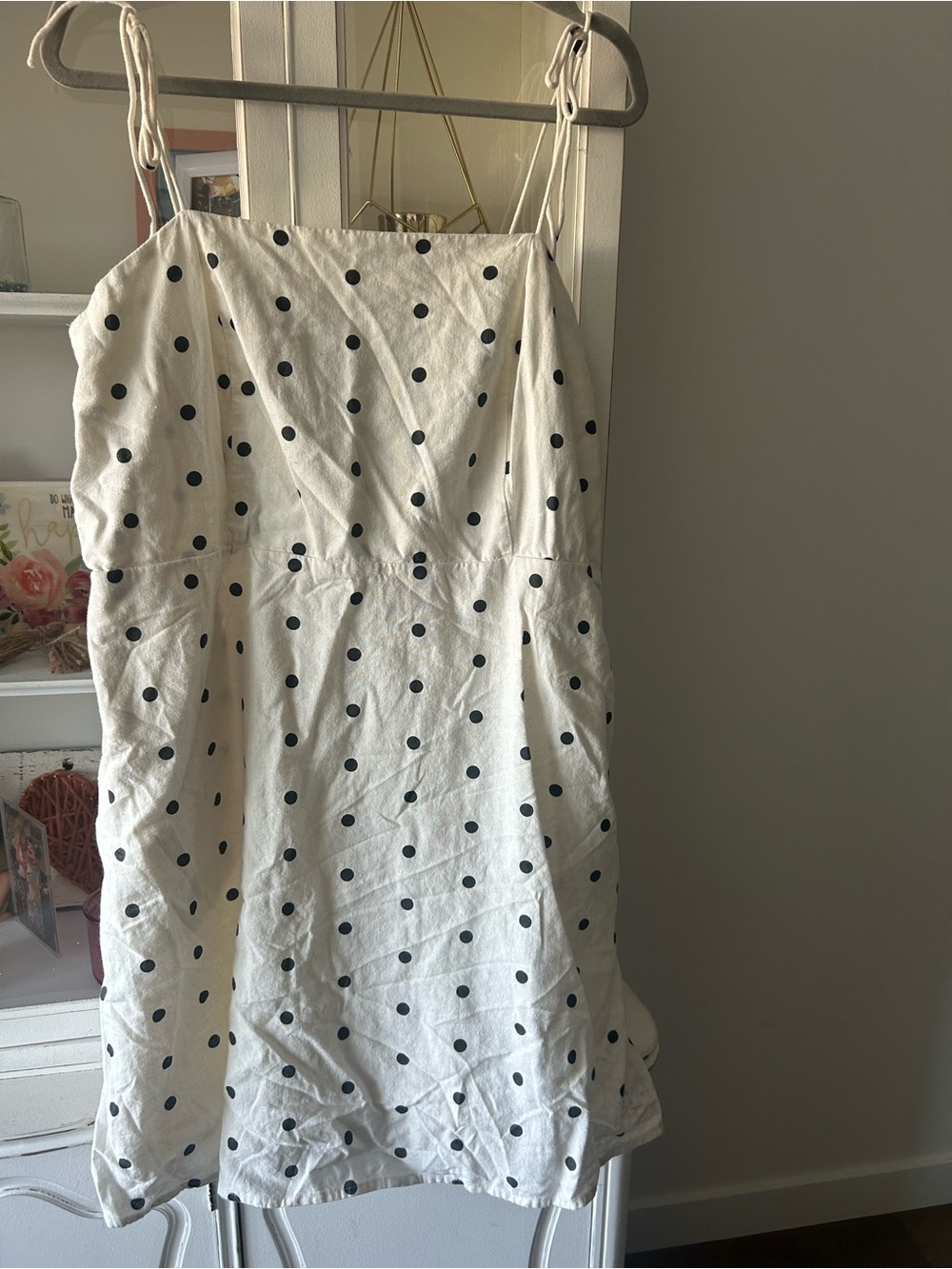 Old Navy Polka Dot Spaghetti Strap Dress - Cream with Black Dots